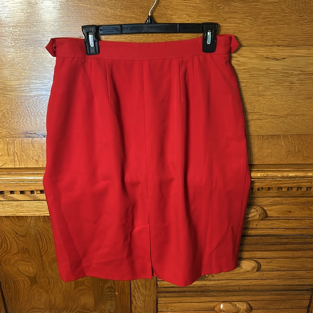 Liz Claiborne Red Wool Pencil Skirt - Picture 2 of 11